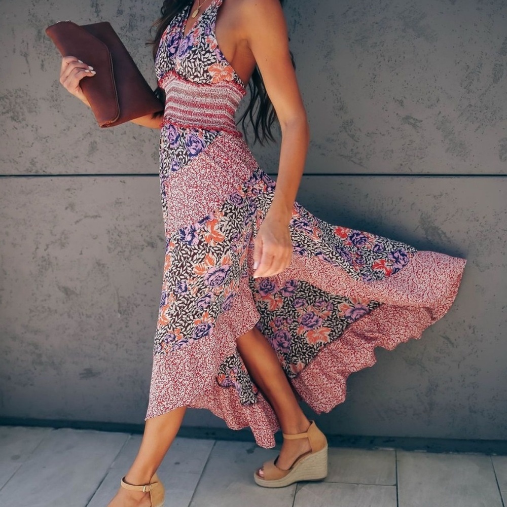 Intimately Free People Gabriela Dress Floral Patchwork Ruffle Spring Size XS - Picture 3 of 14